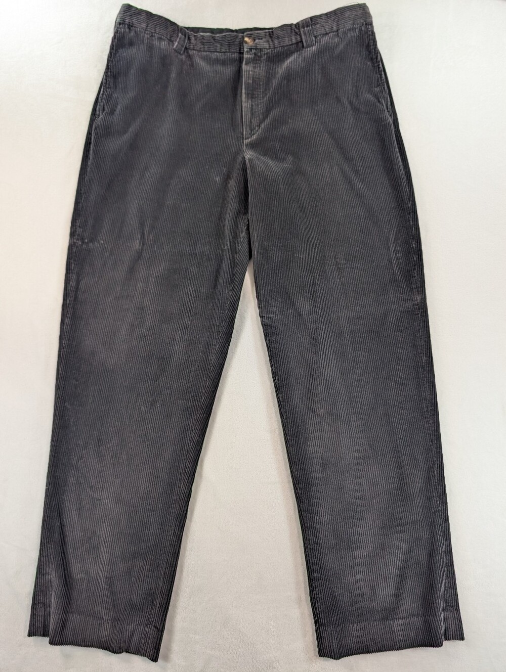 L.L. Bean Comfort Waist Corduroy Pants Gray Wide Wale Straight 40 Dark Slate